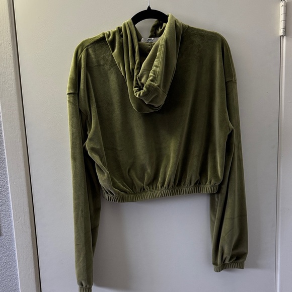 Double Zero Olive Cropped Hoodie - Picture 2 of 4